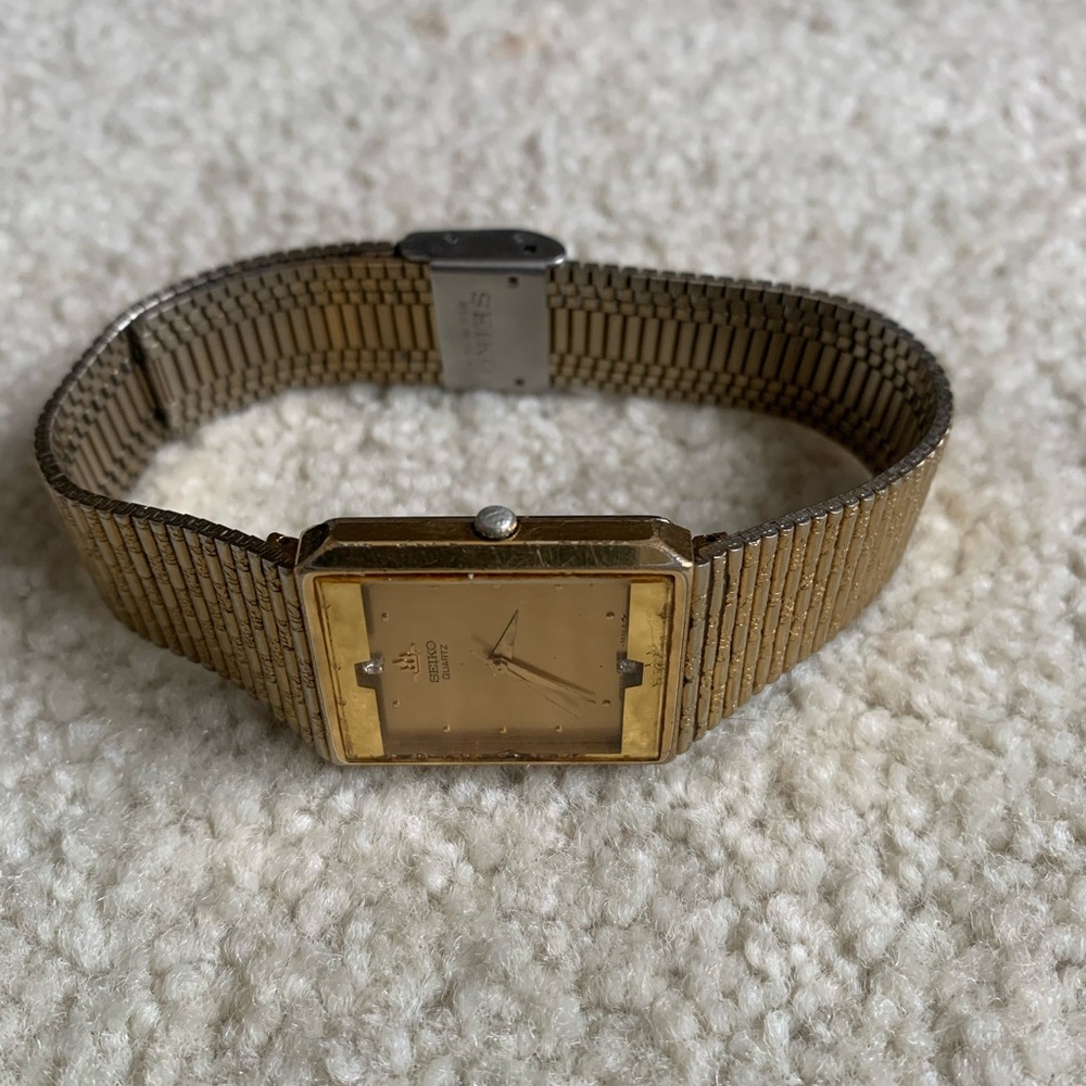 Rare vintage Seiko Galaxy slim gold plated diamond dial men’s quartz watch - Picture 2 of 8